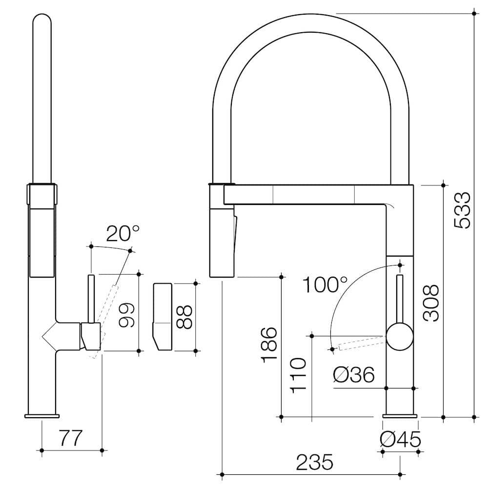 Caroma Liano II Pull Down Sink Mixer With Dual Spray + Optional Install