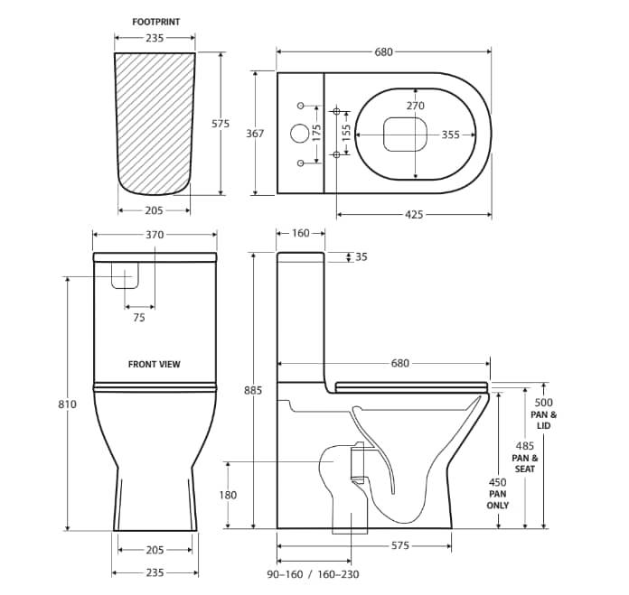 Fienza Delta Back To Wall Rimless Toilet Suite + Optional Install